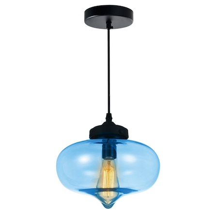 Cwi Lighting Glass 1 Light Down Mini Pendant With Blue Finish 5570P11 - Blue